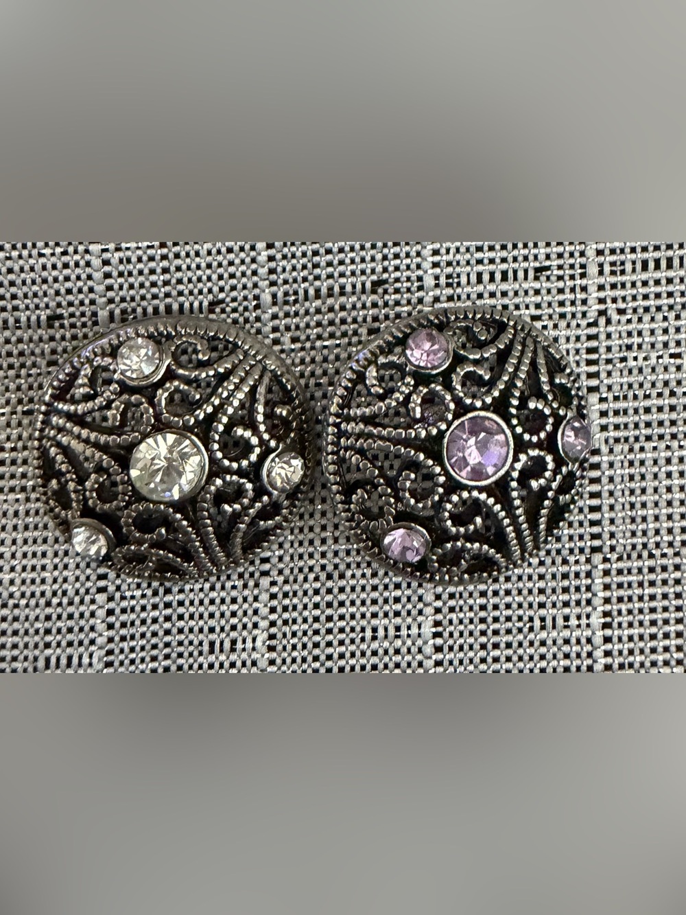 Interchangeable Snap Charms with Light Purple and Clear Stones